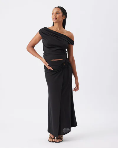 Ripe Maternity Rhi Mock Wrap Skirt  Black