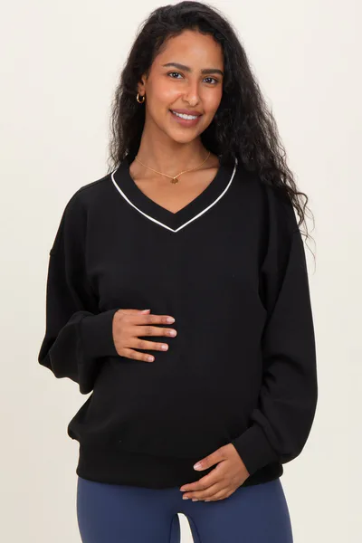 PinkBlush Black V-Neck Maternity Sweatshirt
