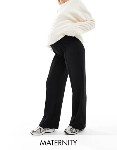 ASOS Vero Moda Maternity pleat front wide leg pants in black
