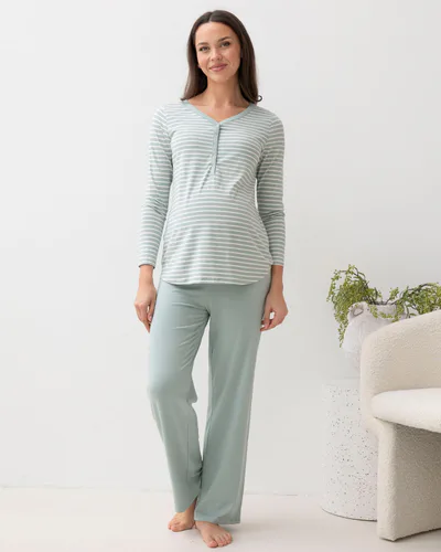 Angel Maternity Maternity and Nursing Bamboo/Cotton Pyjama Set