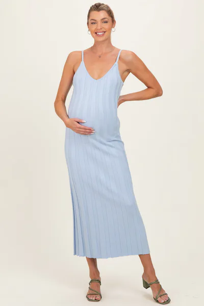 PinkBlush Sky Rib Knit Sleeveless Maternity Maxi Dress