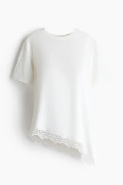 H&M MAMA Lace-Trimmed T-Shirt