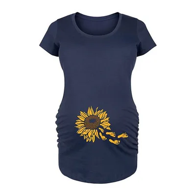 Kohl's Maternity Sunflower Trailing Footprints Graphic Tee