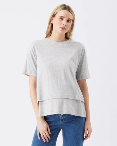 Ripe Maternity Claud Nursing Tee  Grey Marle