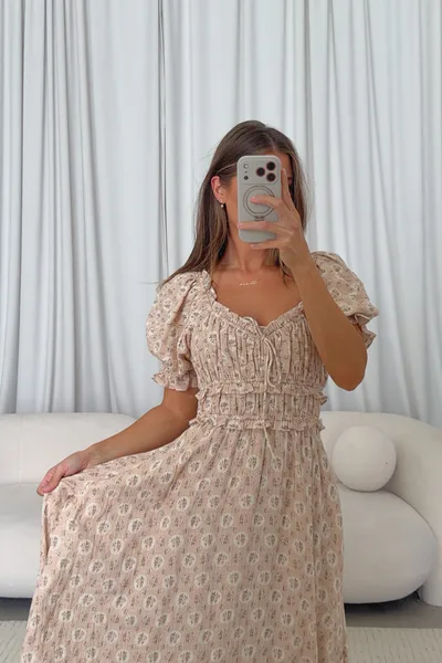Worth Collective Sydnee Maxi Dress in Neutral Cottage - Bump Friendly *8/25 PRE-ORDER*