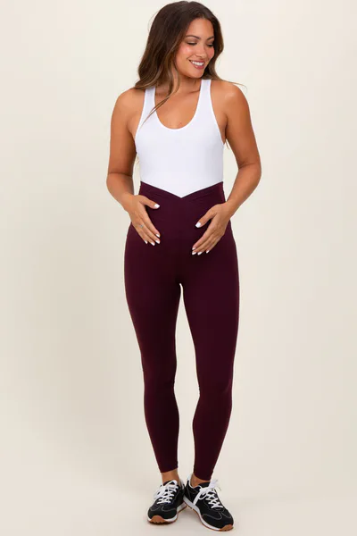 PinkBlush Burgundy Crossover Waistline Maternity Leggings