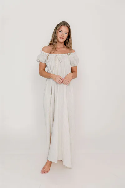 Worth Collective Ensley 100% Cotton Maxi Dress in Pale Pink Plaid - Bump Friendly