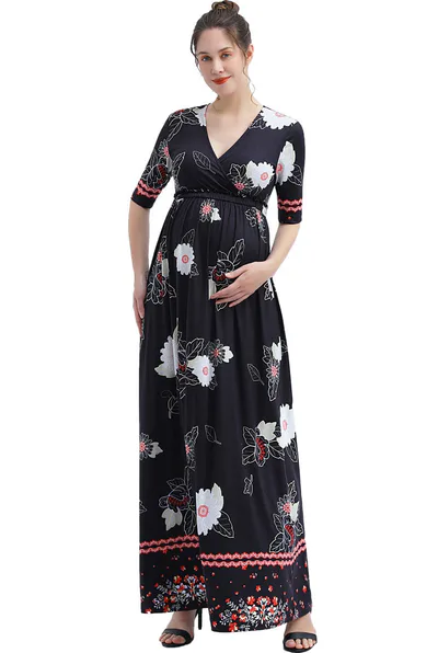 Kimi + Kai Kimi + Kai Maternity "Eira" V-Neck Maxi Nursing Dress