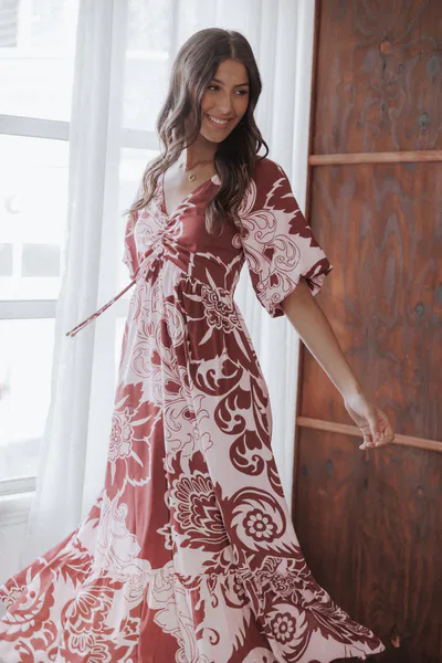 Petal & Pup Shanae Maxi Dress - Pink Brown Paisley