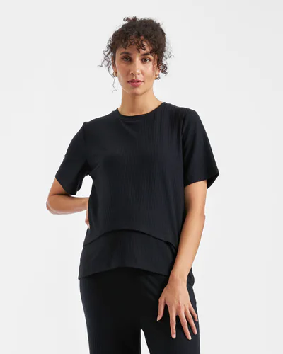 Ripe Maternity Mike Rib Nursing Top  Black