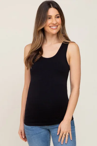PinkBlush Black Seamless Maternity Tank Top