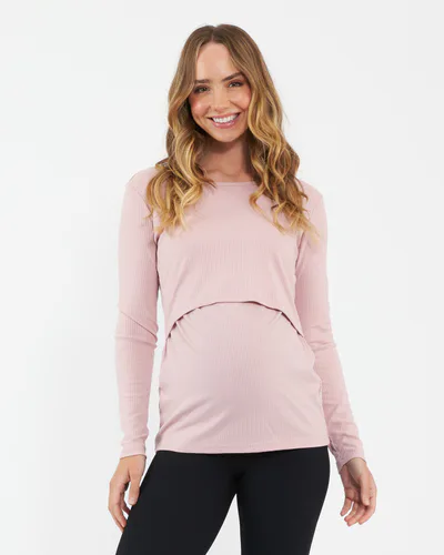 Ripe Maternity Tessa Rib Nursing Top Dusty Pink