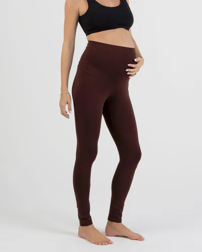 Angel Maternity Basic Cotton Maternity Leggings In Chocolate Brown