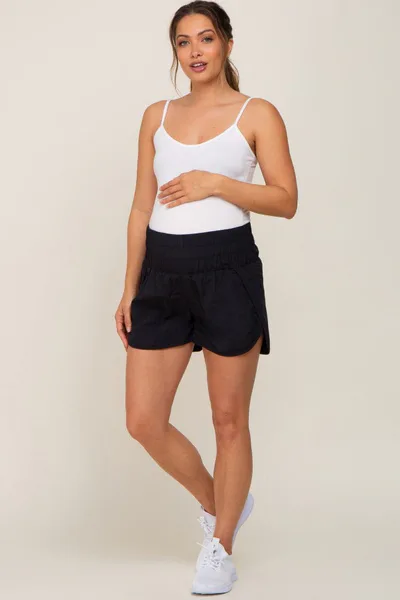 PinkBlush Black Curved Hem Active Maternity Shorts