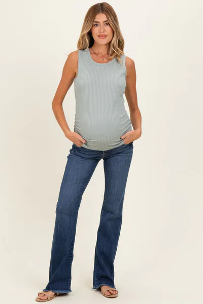 PinkBlush Navy Frayed Hem Maternity Bootcut Jeans