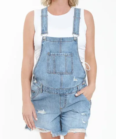 Bump City The Denim Short Overalls (Pale Blue)