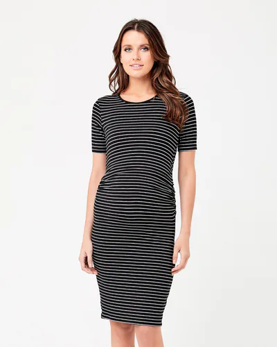 Ripe Maternity Mia Short Sleeve Nursing Dress Black / Flint
