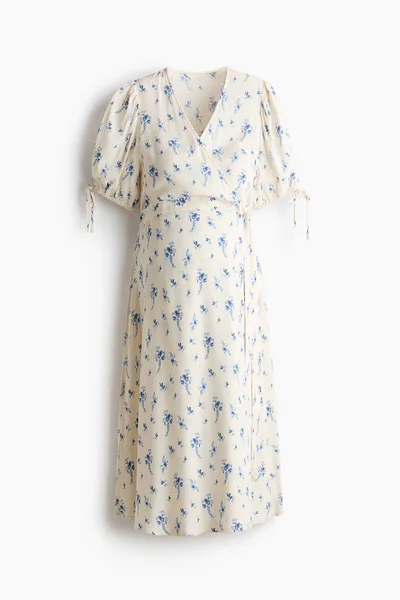 H&M MAMA Puff-Sleeved Wrap Dress