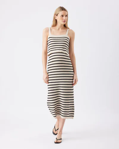 Ripe Maternity Pointelle Knit Nursing Dress  Natural / Black