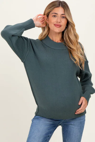 PinkBlush Jade Wide Neck Drop Shoulder Maternity Sweater