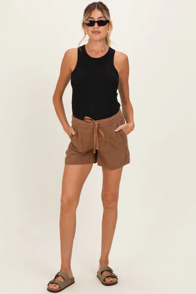 PinkBlush Brown Pull On Maternity Short