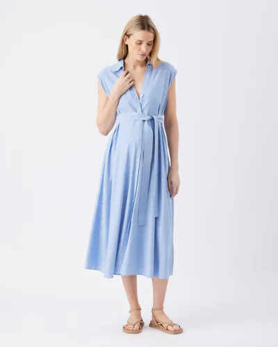 Ripe Maternity Abby Stripe Shirt Dress Blue / White