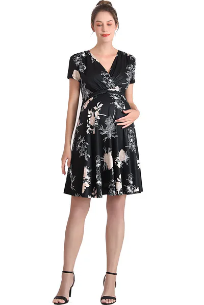 Kimi + Kai Kimi + Kai Maternity "Bess" Faux Wrap Nursing Dress