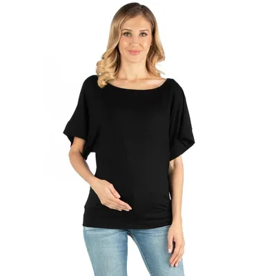 Target 24seven Comfort Apparel Maternity Loose Fit Dolman Top-Black-S