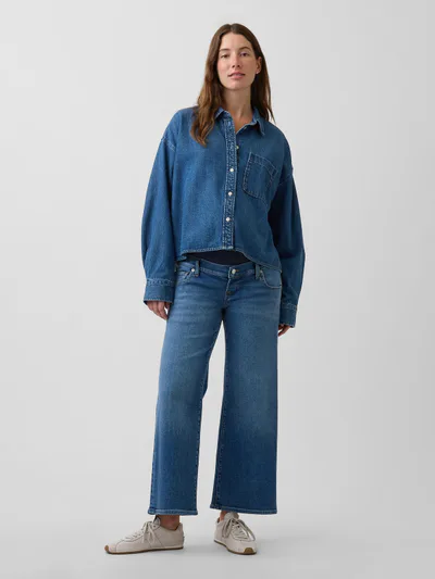 Gap Maternity Full-Panel Stride Wide-Leg Ankle Jeans