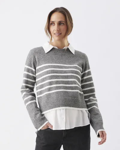 Ripe Maternity Montana Knit  Grey Marle / White