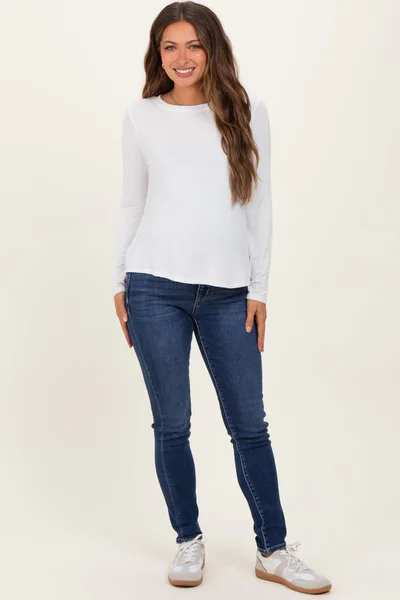 PinkBlush Navy Lightly Distressed Skinny Maternity Jeans