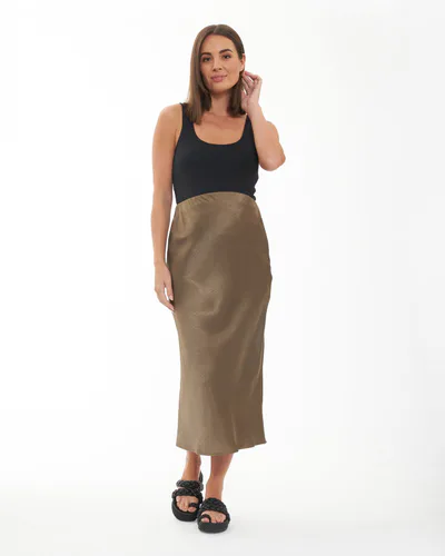Ripe Maternity Lexie Satin Skirt Olive