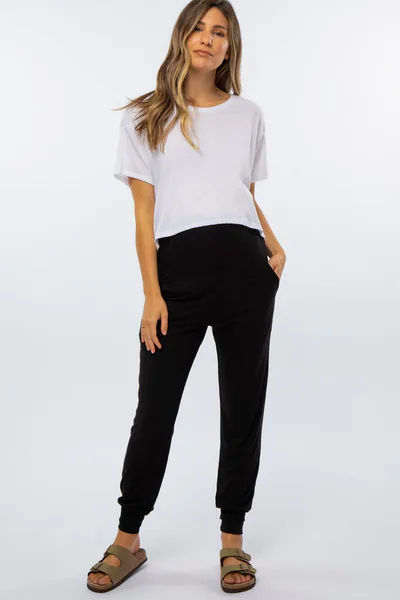 PinkBlush Black Maternity Band Jogger Pants