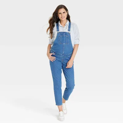 Target Denim Overalls Maternity Jumpsuit - Isabel Maternity by Ingrid & Isabel™ Medium Wash 6: Adjustable Straps, Pockets