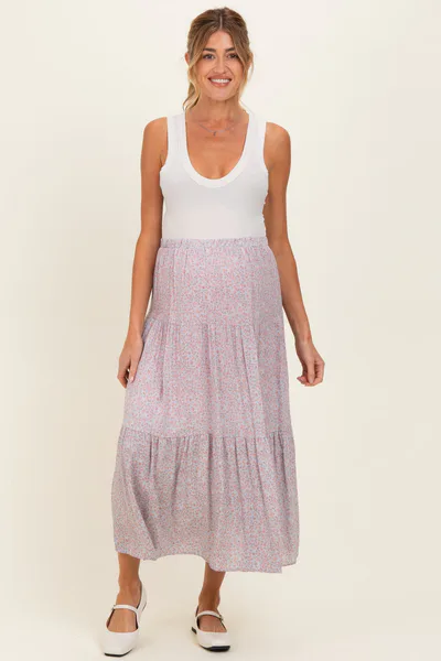 PinkBlush Pink Floral Maternity Maxi Skirt