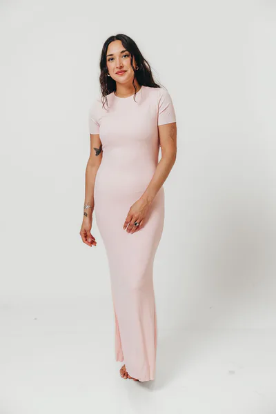 Worth Collective The Charlie Ribbed Maxi Dress in Baby Pink - Bump Friendly *5/31 PRE-ORDER*