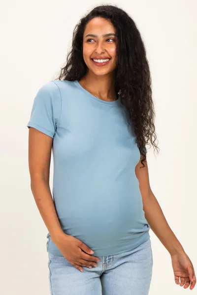 PinkBlush Slate Basic Crew Neck Maternity Tee