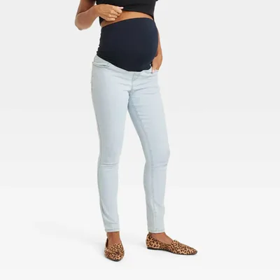 Target Over Belly Skinny Maternity Pants - Isabel Maternity by Ingrid & Isabel™ Light Wash 18: High Rise, Ankle Length, Power Stretch Denim
