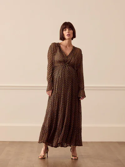 For The Creators Indigo floral-print georgette maxi dress