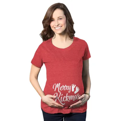 Target Maternity Merry Kickmas Pregnancy T Shirt Cute Christmas Tee - Crazy Dog Maternity T Shirt Gift For Christmas Red XXL
