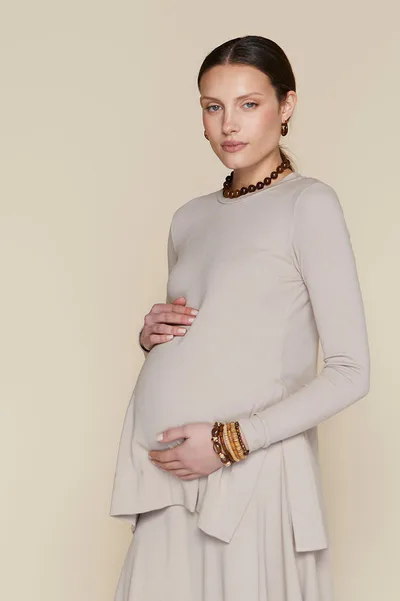 Apparalel Ventt Maternity Top in Bone