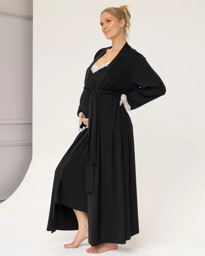 Angel Maternity Cora Maternity Maxi Lace Robe