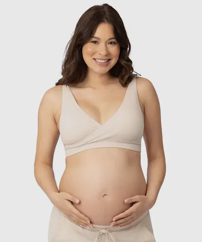 Bump City Sublime Adjustable Crossover Nursing & Lounge Bra (Stone)