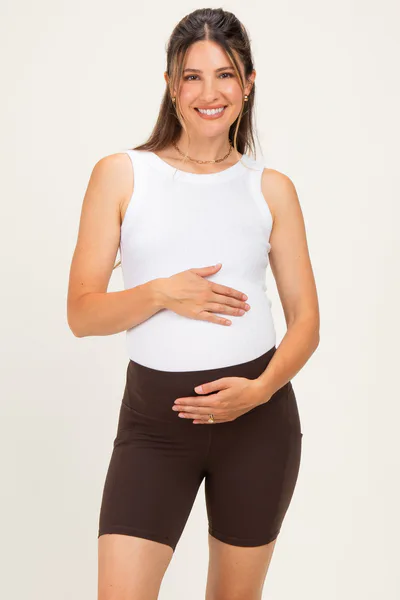 PinkBlush Espresso Pocket 6" Maternity Biker Shorts