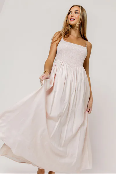 Worth Collective Josefina Smocked Maxi Dress in Pink - Bump Friendly *6/9 PRE-ORDER*