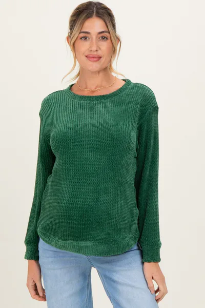 PinkBlush Emerald Green Chenille Knit Maternity Sweater