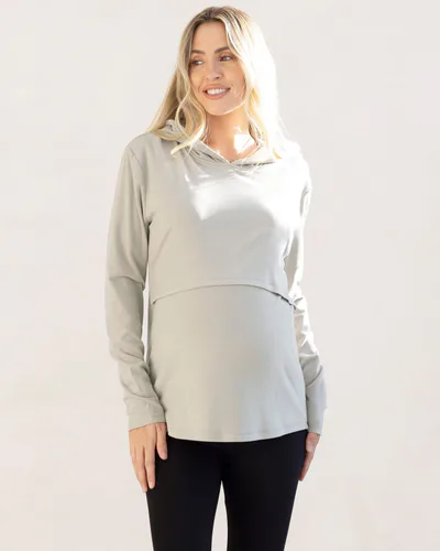 Angel Maternity Maternity & Nursing Hoodie Breastfeeding Jumper - Sea Mist