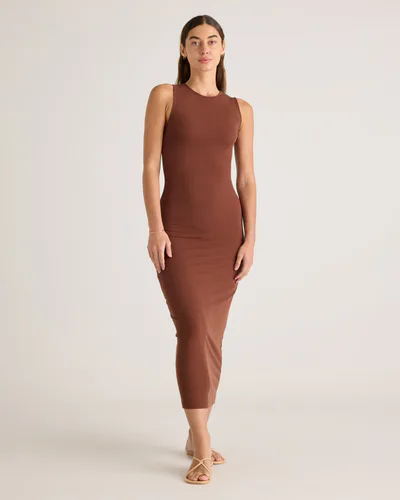 Quince Tencel Rib Knit Tank Midi Dress