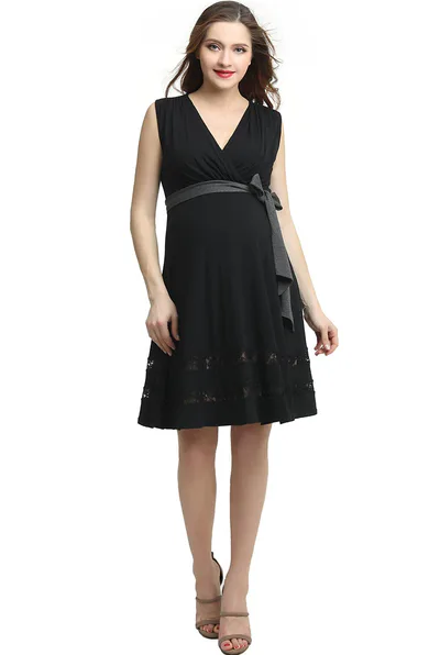 Kimi + Kai Kimi + Kai Maternity"Marji" Lace Accent Babydoll Nursing Dress