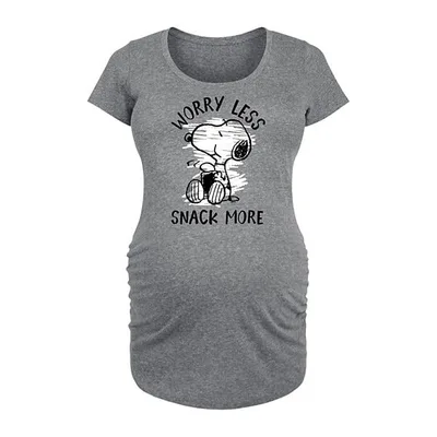Kohl's Maternity Peanuts Snoopy Worry Less Snack More Graphic Tee